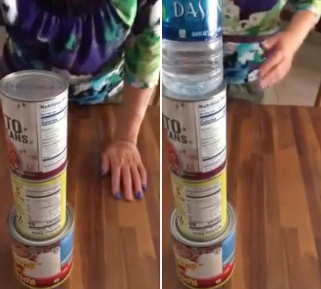 Dare To Dream: Grandma Successfully Flips Bottle On Stacked Bean Cans