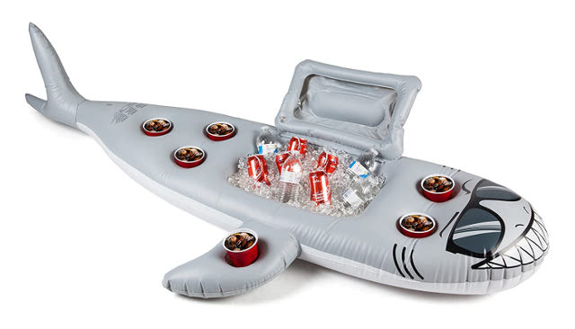 Inflatable Shark Pool Waft Cooler And Drink Holder