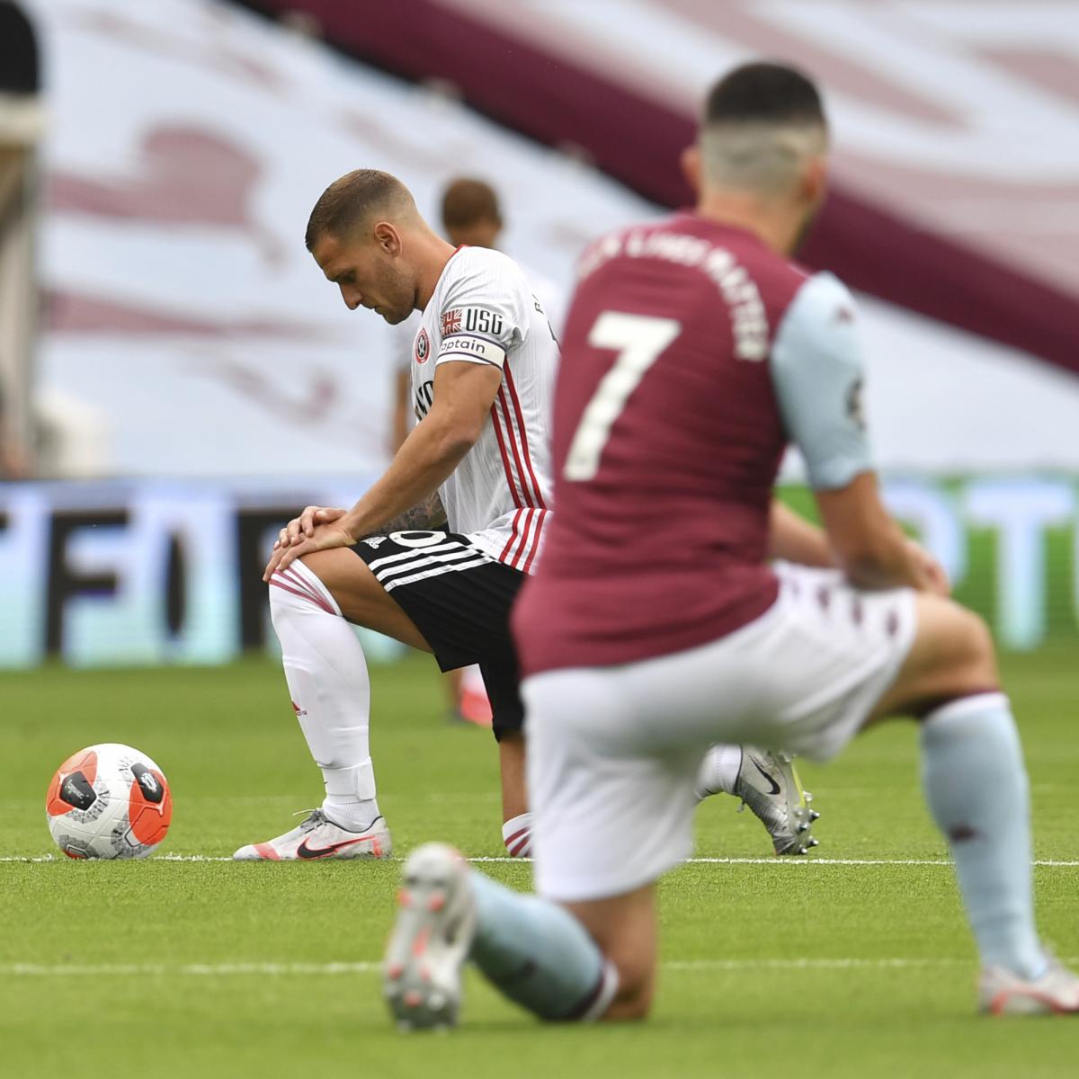 Aston Villa, Sheffield United Players Grab Knee to Initiating Premier League Match