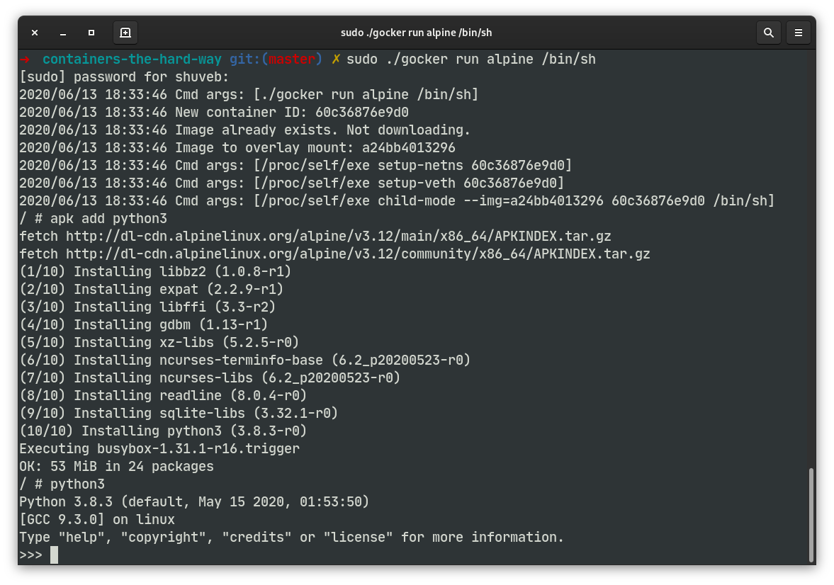 Gocker: Docker implemented in 1.3k traces of Shuffle