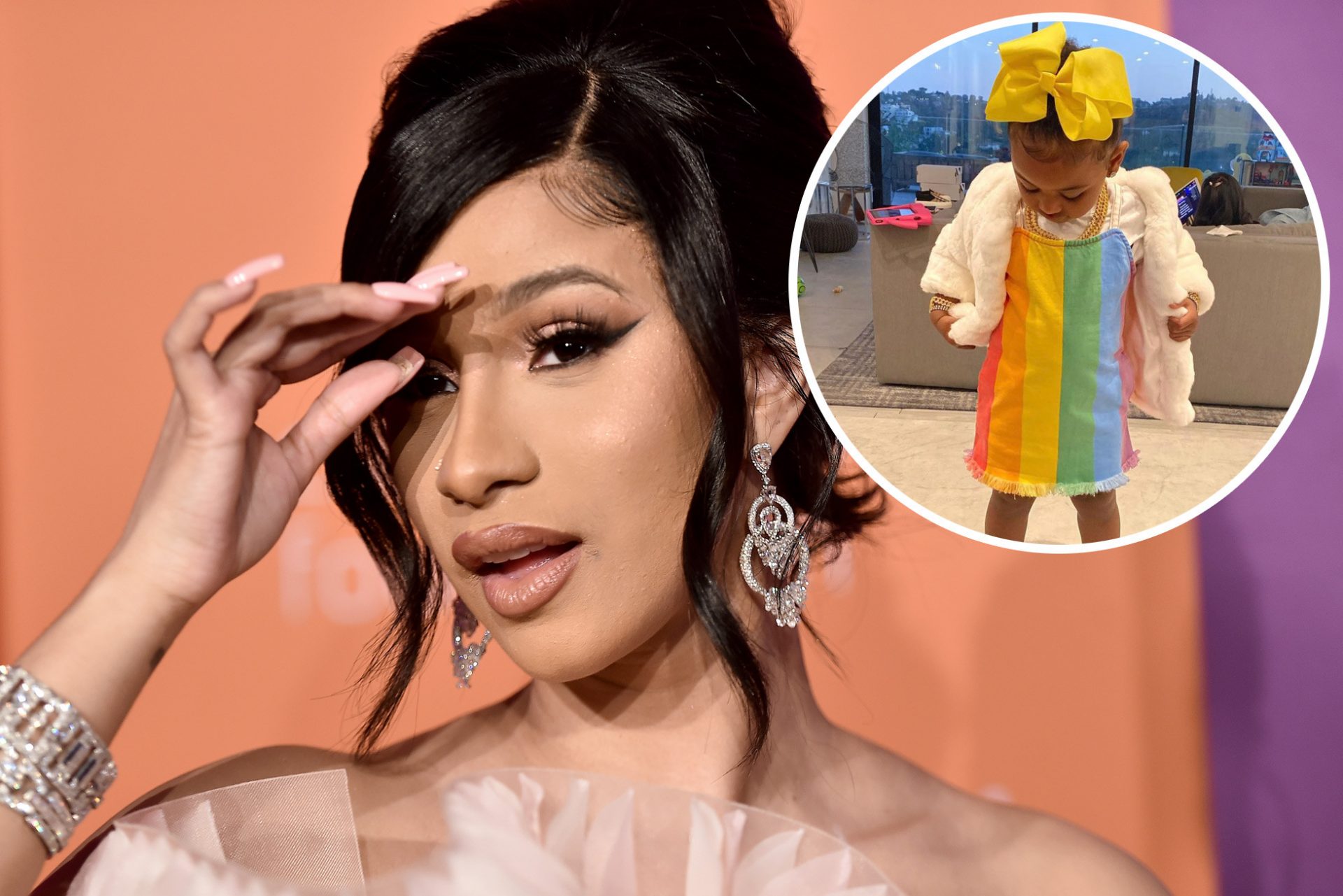 Cardi B clothes daughter Kulture in rainbow costume for Pleasure month