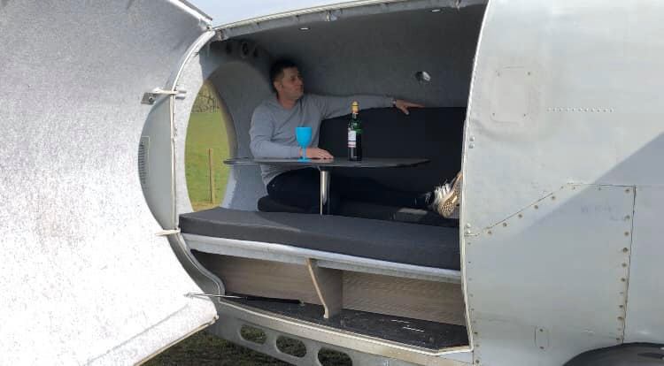 Man turns jet engine into a camper trailer