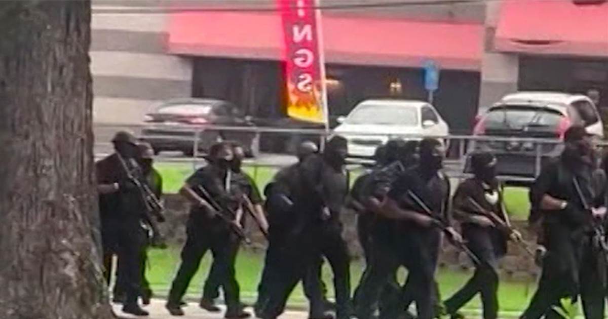 Black armed protesters march via Georgia Confederate memorial on July 4th