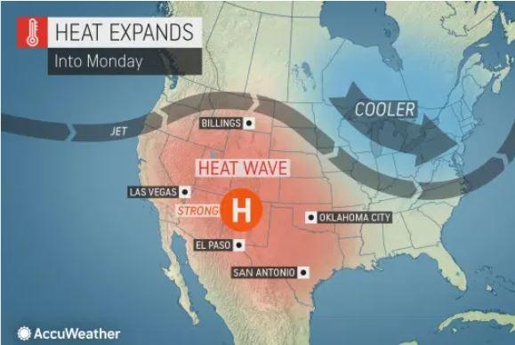 Sweltering warmth to engulf West, southern Plains by midweek