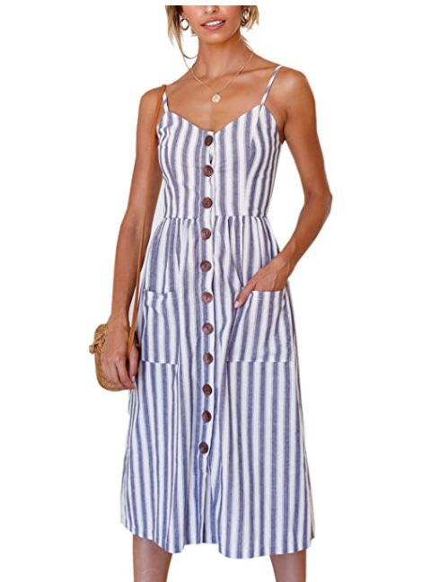 This Adorable Striped Midi Dress Without considerations Nails the Hamptons Explore
