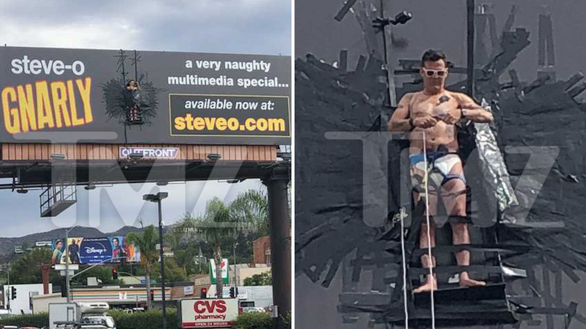 Steve-O Duct-Tapes Himself to Hollywood Billboard to Promote Project