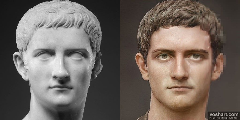 Rising photorealistic portraits of Roman Emperors the utilization of their sculptures