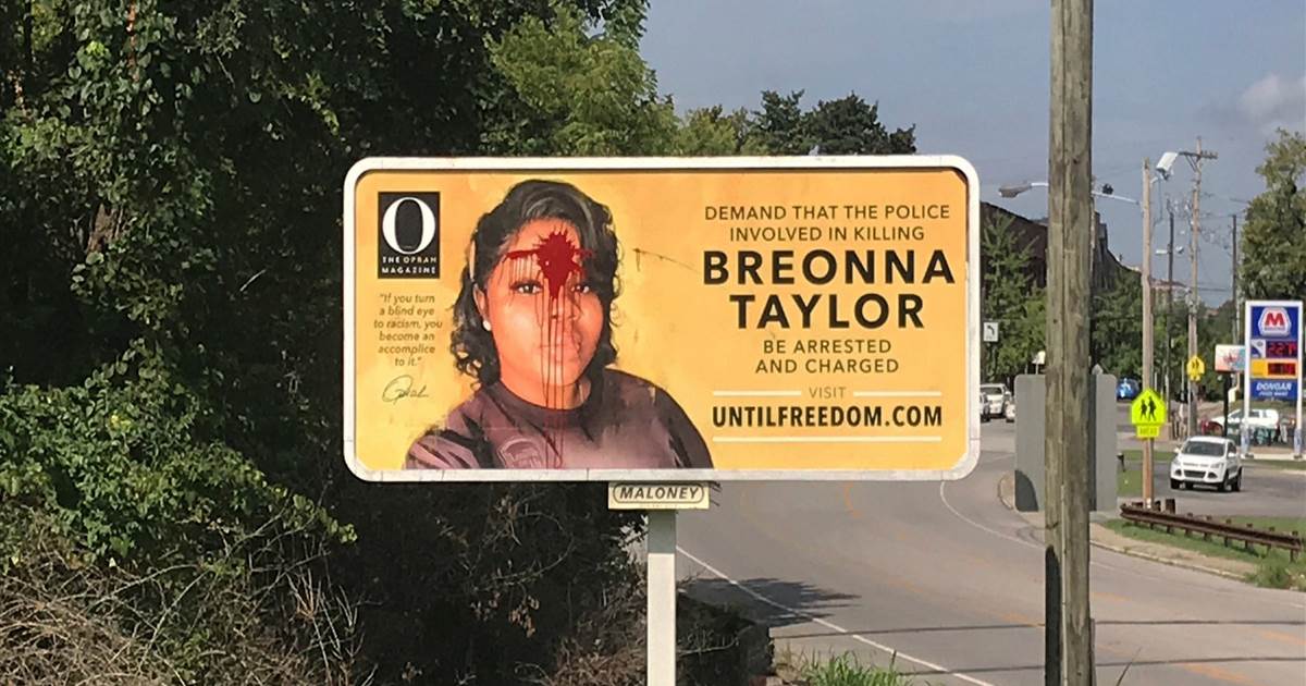 Breonna Taylor billboard in Louisville vandalized with crimson paint