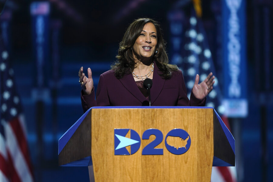 ‘No vaccine for racism,’ says Harris. She accepts VP nomination.