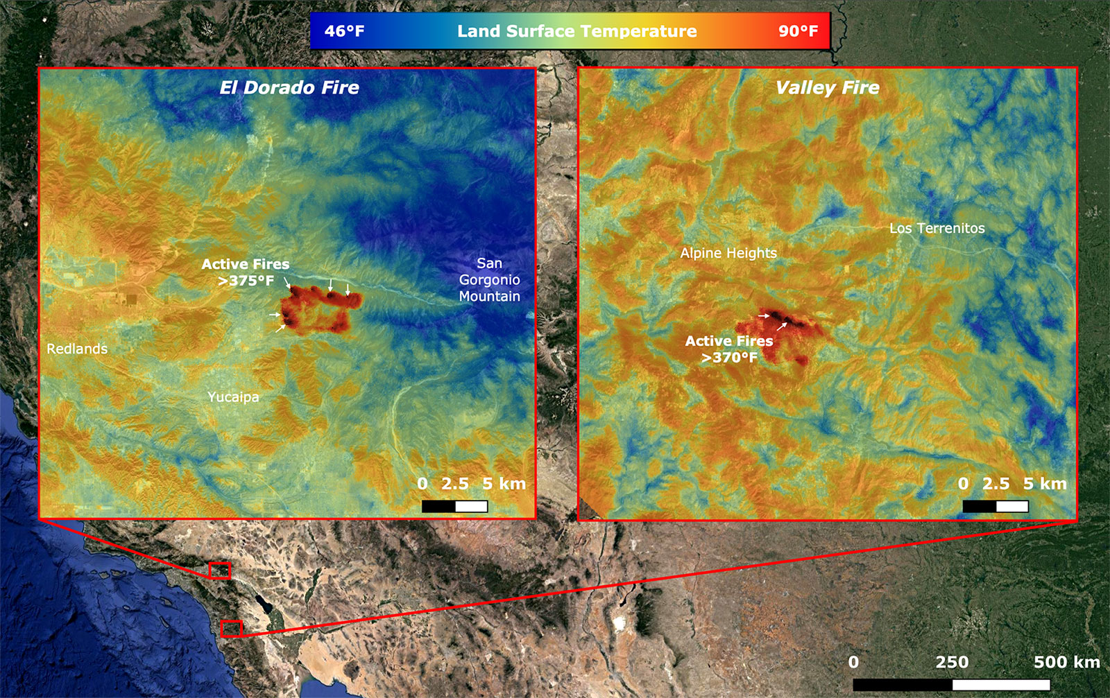 Satellites note California wildfires from intention (photos)