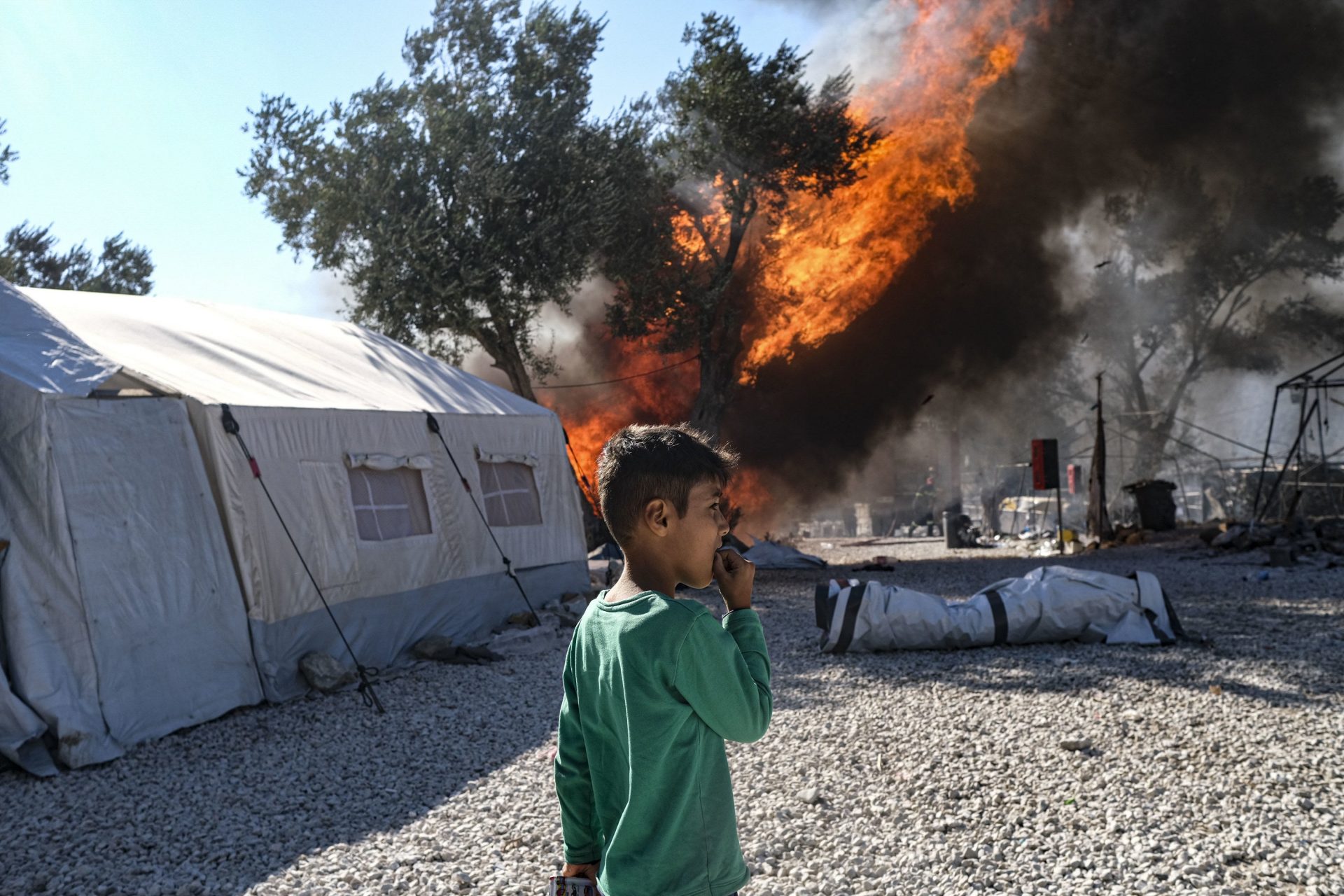 Horrifying Photos Expose Hundreds Displaced After A Sizable Fire In A Greek Refugee Camp
