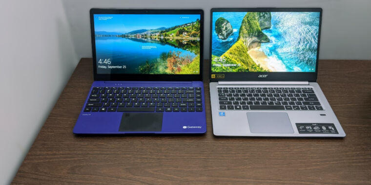 Fight of the $350 laptops: Acer Swift 1 vs. Gateway Ryzen 3 3200U