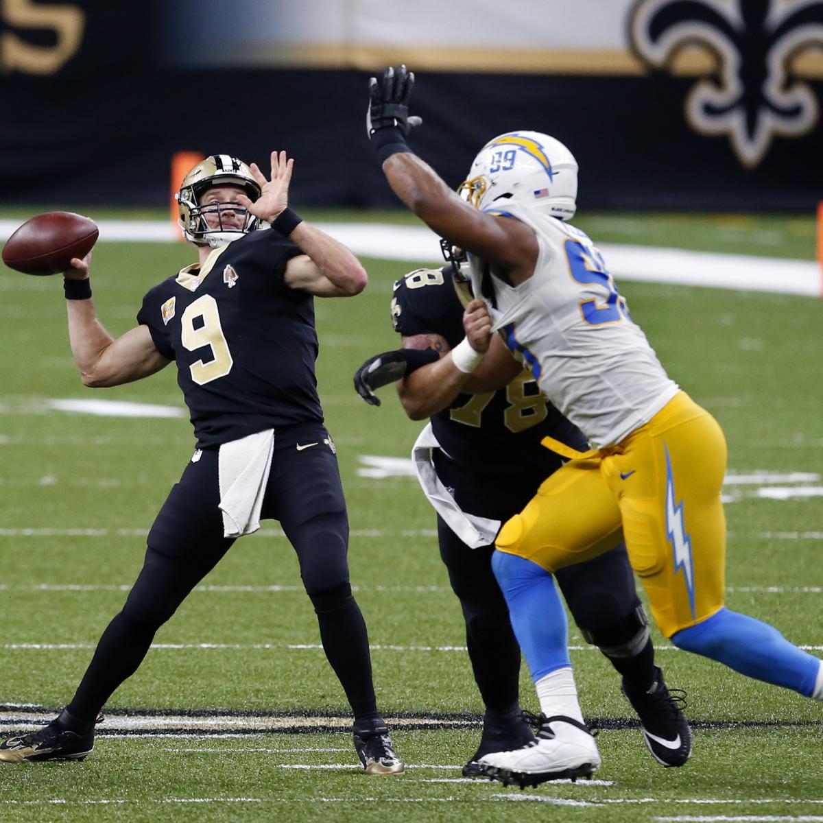Drew Brees, Saints Rally to Beat Chargers in OT No topic Justin Herbert’s 4 TDs