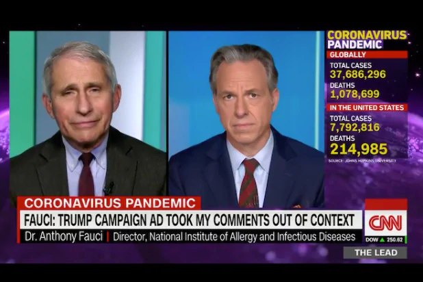 Fauci Says Trump Campaign Must Elevate Down ‘Entirely Out of Context’ Advert