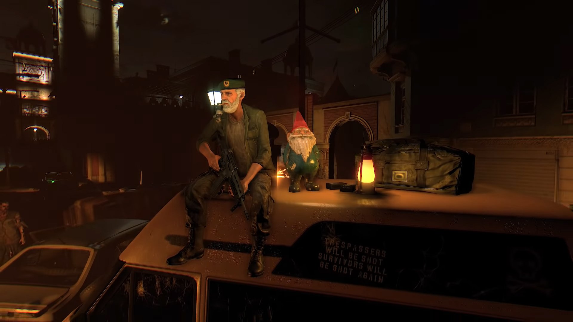 Left 4 Dead’s Bill is encourage for a Death Gentle cameo and he brought Gnome Chompski along for the budge