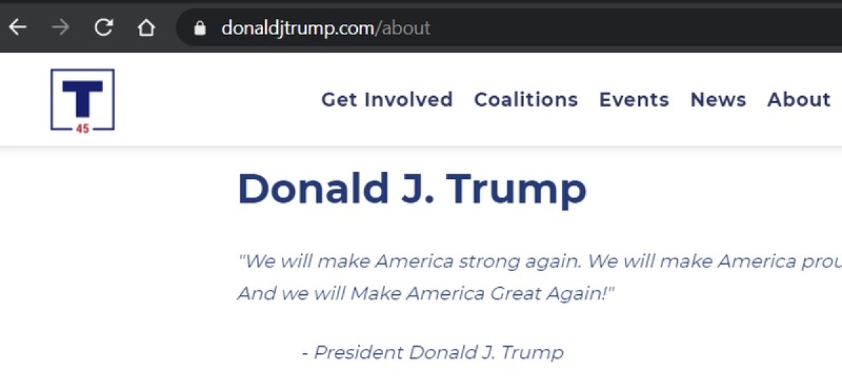 Hackers temporarily swap out a page on the Trump campaign feature