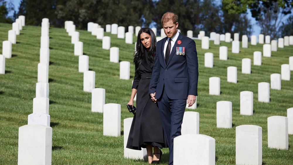 Prince Harry and Meghan Markle Depart to L.A. Cemetery for Remembrance Day: Pics
