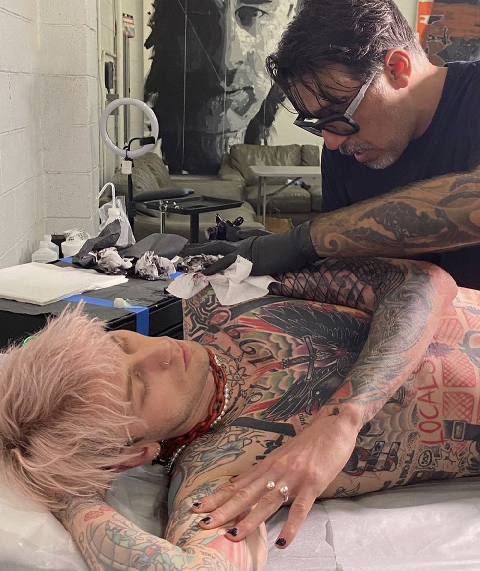Machine Gun Kelly Loyal Added a Contemporary Arm Tattoo on Top of His Historical Ink