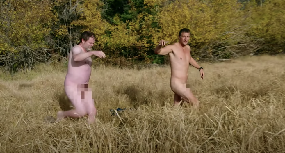 Rainn Wilson and Have Grylls Got Bare and Went Fishing in a Frigid Lake