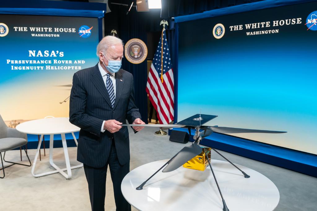 President Biden congratulates Mars helicopter Ingenuity crew for ancient 1st flight