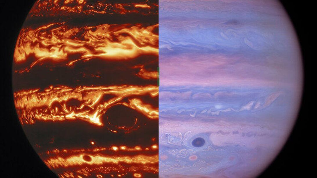 Jupiter appears to be like to be stunning in three various wavelengths of light on one day