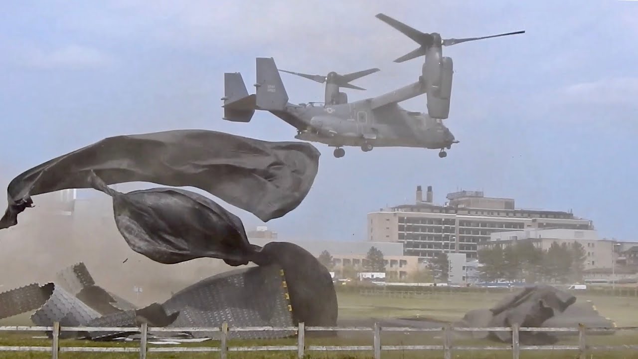 A USAF helicopter literally blowing up Addenbrooke’s sanatorium helipad