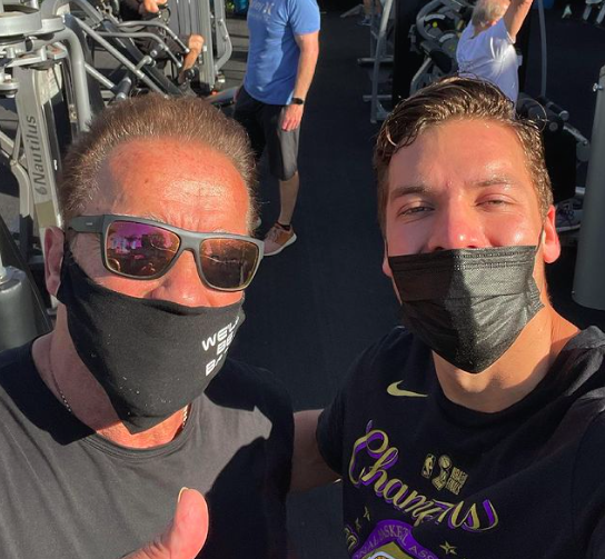 Arnold Schwarzenegger and His Son Joseph Baena Shared a Bellow Selfie From Gold’s Gymnasium