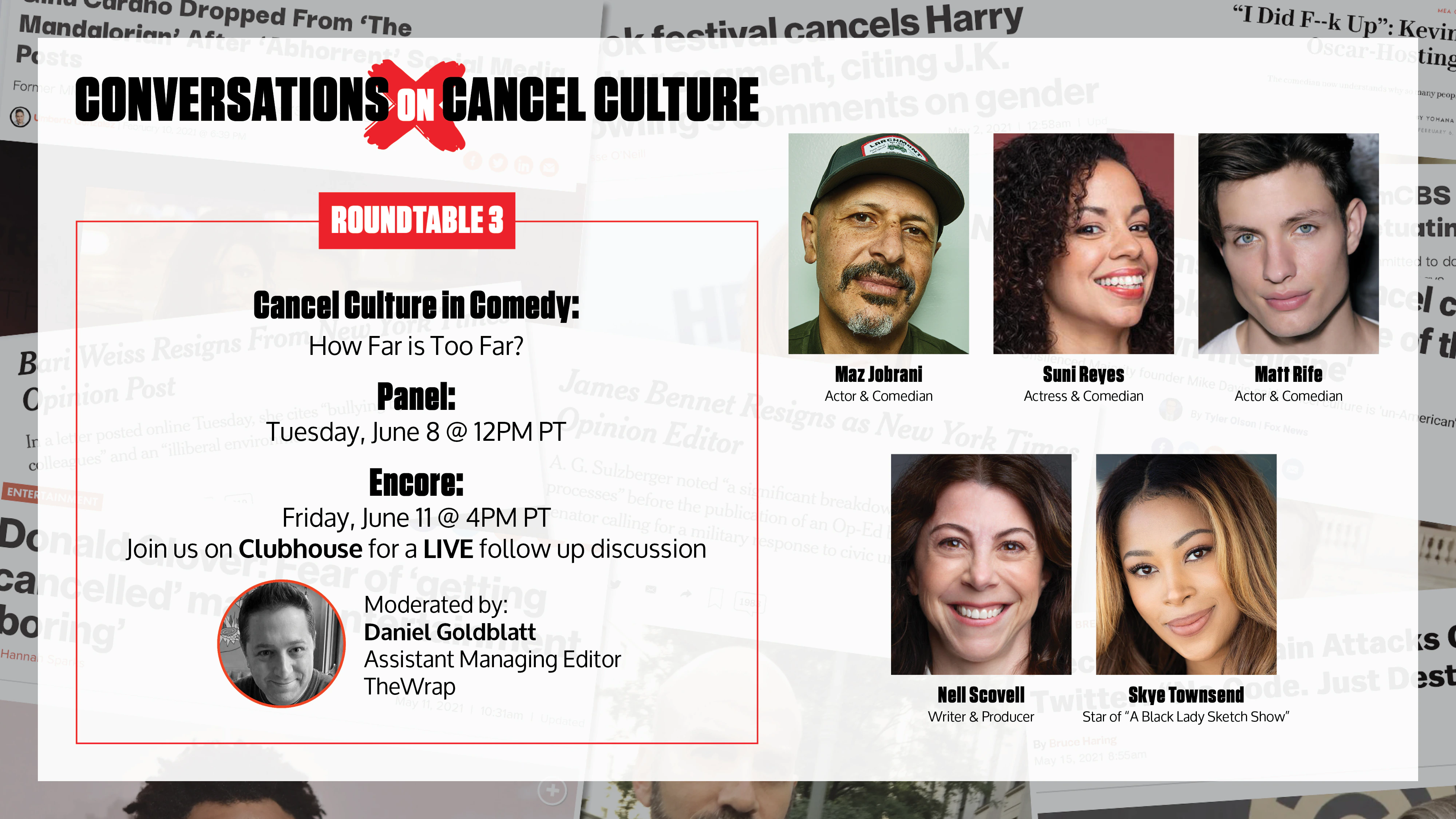 Join a Conversation on ‘Assassinate Culture in Comedy’ with Maz Jobrani, Skye Townsend, Matt Rife and Suni Reyes