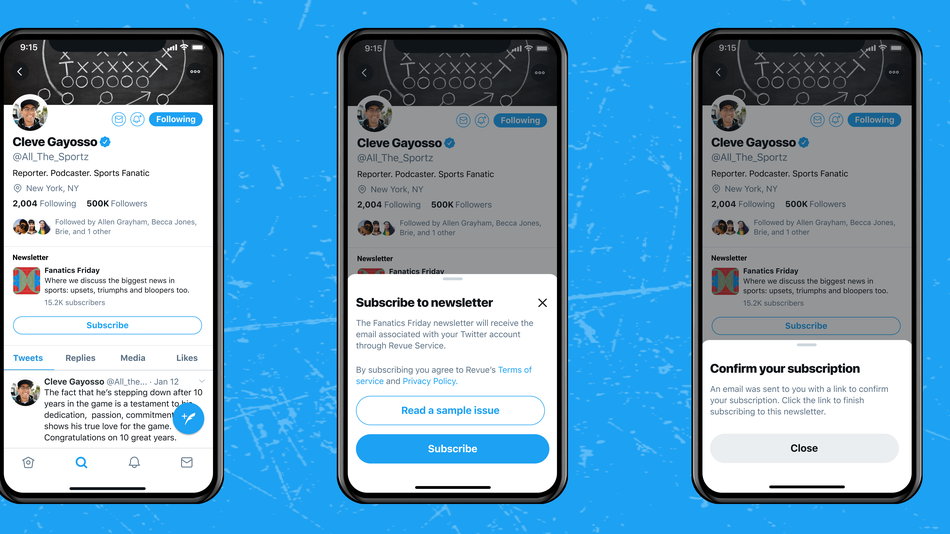 Twitter to add a newsletter ‘subscribe’ button to profiles for simple sign-ups