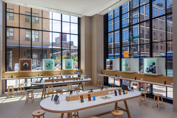 A leer interior Google’s first store, opening in NYC’s Chelsea neighborhood the next day