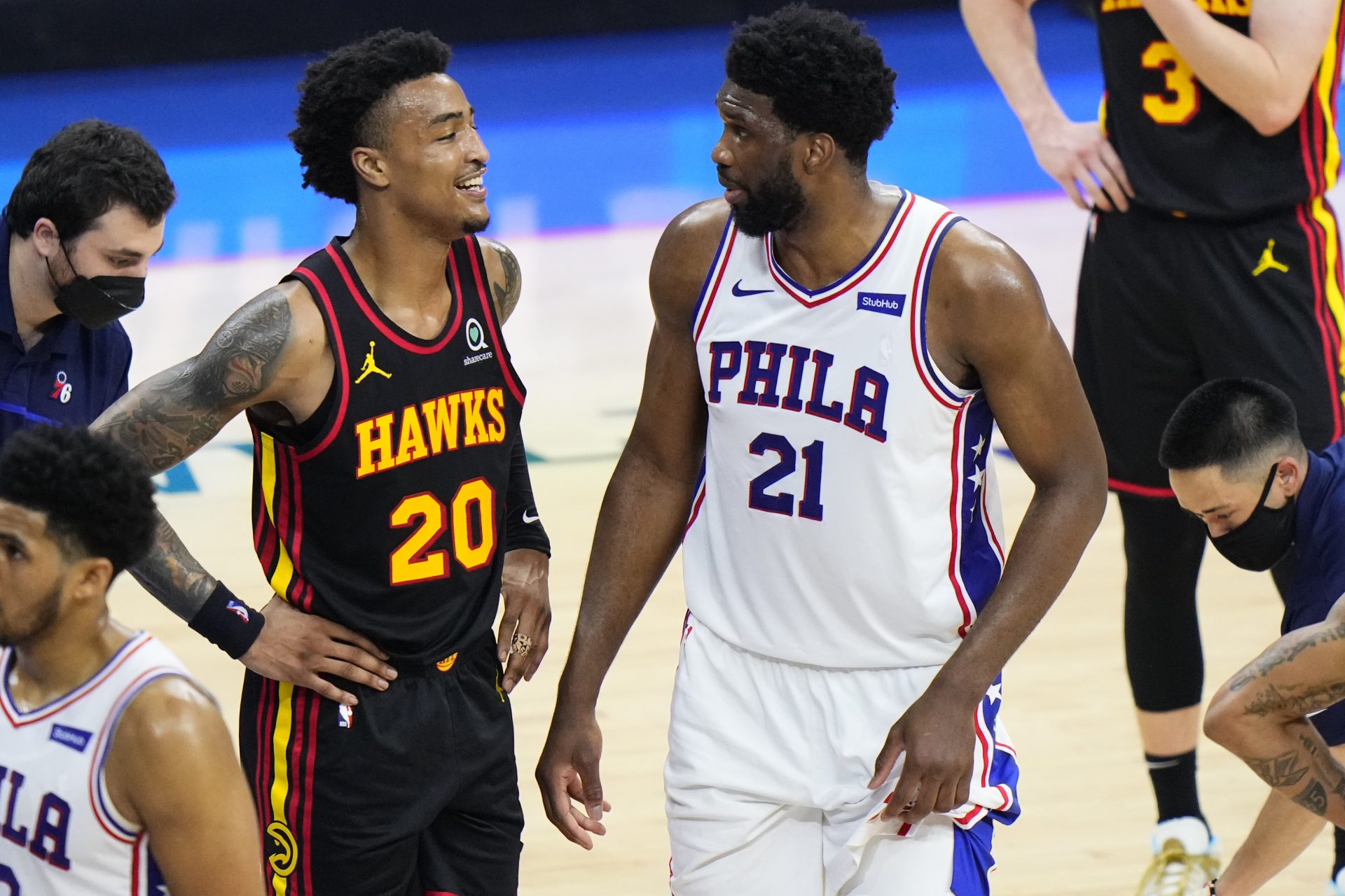 John Collins Wears Shirt With Picture of Dunk on Joel Embiid After Hawks Beat 76ers