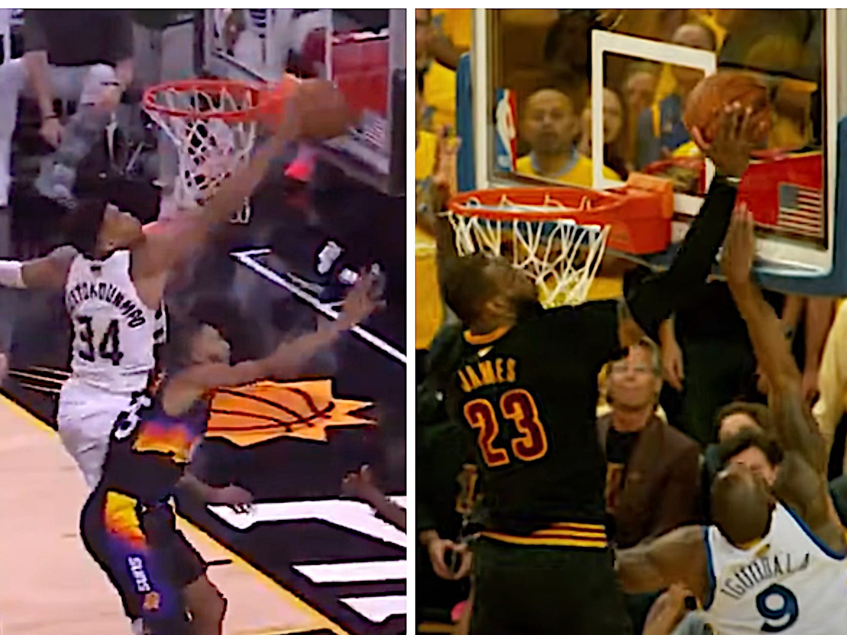 Giannis Antetokounmpo had a lovely dash-down block that looked nearly the same to LeBron James’ most celebrated play