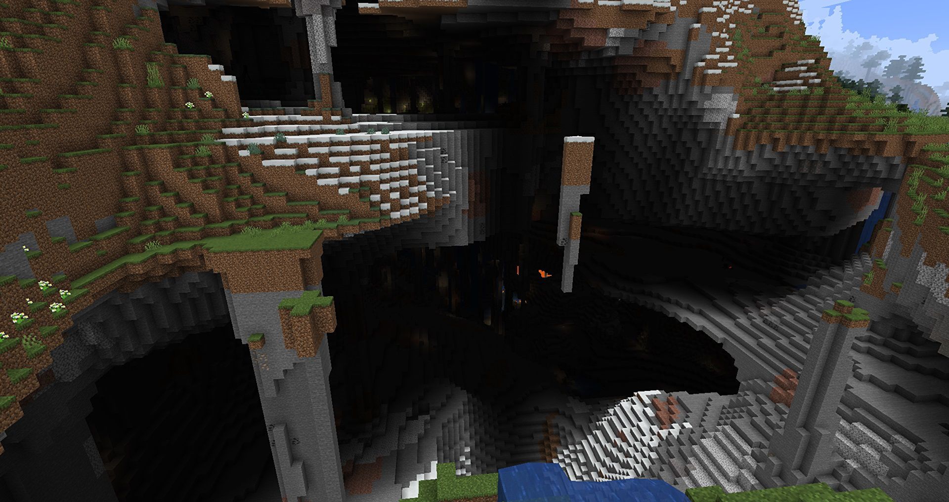 Minecraft is generating implausible caves within the version 1.18 snapshot