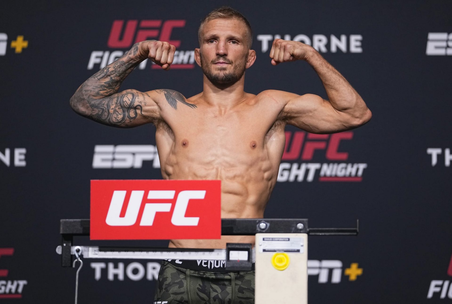 T.J. Dillashaw is welcomed back after cheating scandal with nastiest reduce we’ve ever viewed in procure over Cory Sandhagen (Photograph)