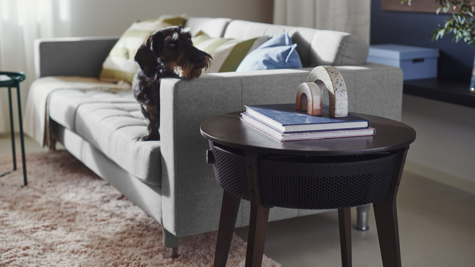 IKEA’s first trim air purifier is moreover a side table
