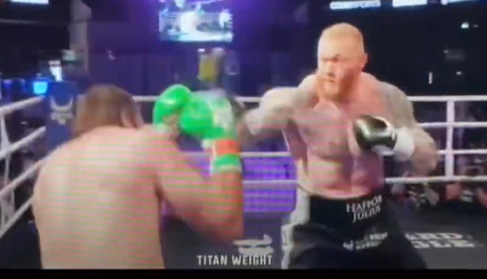 Thor Bjornsson stops Devon Larratt in titan weight boxing match (Video)