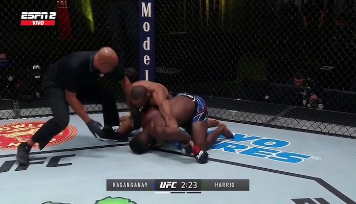 Impa Kasanganay points assertion following knockout loss to Carlston Harris at UFC Vegas 37