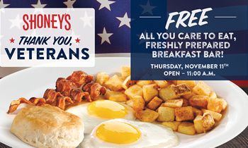 Shoney’s To Offer a Free All You Care To Be pleased, Freshly Keen Breakfast Bar for All Militia Previous and Fresh on Veterans Day, Its Heroes’ Vacation: Thursday, November 11, 2021